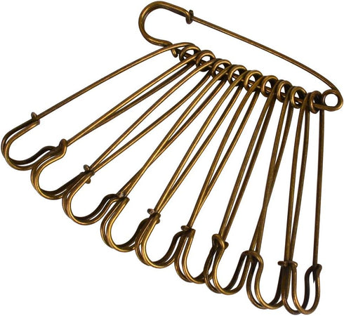 Baitaihem 50 Pcs Large Steel Safety Pins 3 inch Heavy Duty Safety Pins for Blankets, Skirts, Kilts, Crafts(Brown)...