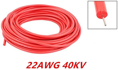 Electric Copper Core Flexible Silicone Wire Cable Red (22AWG 40KV) 5M...