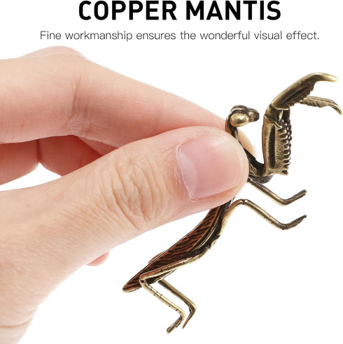 NUOBESTY Copper Praying Mantis, Feng Shui Brass Mantis Statue Animal Garden Sculpture Figurine for Art Graden Yard Tea Table Easter Feastival Deco...