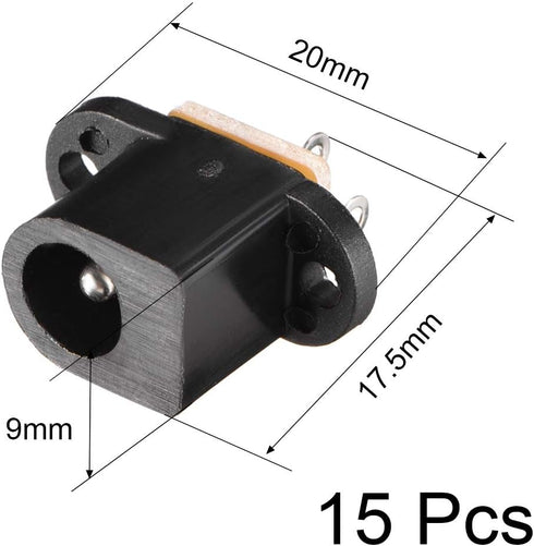 uxcell DC-017 5.5mmx2.0mm DC Power Jack Socket 3 Pin Female Panel Mount Connector 15pcs...