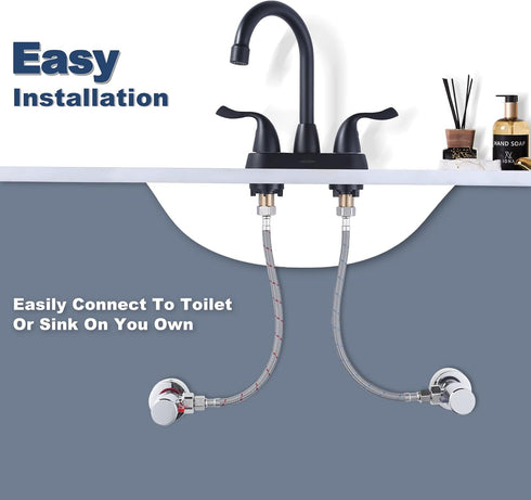 ARCORA 16” Length Faucet Hose Connects Bathroom Kitchen Sink to Water Supply Braided Nylon Supply Line with 3/8" Female Compression Thread x 1/2" ...