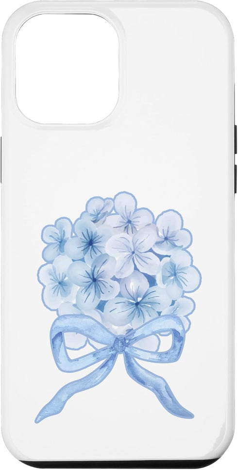 iPhone 12 Pro Max Grandmillennial Blue Hydrangea Bow Case...