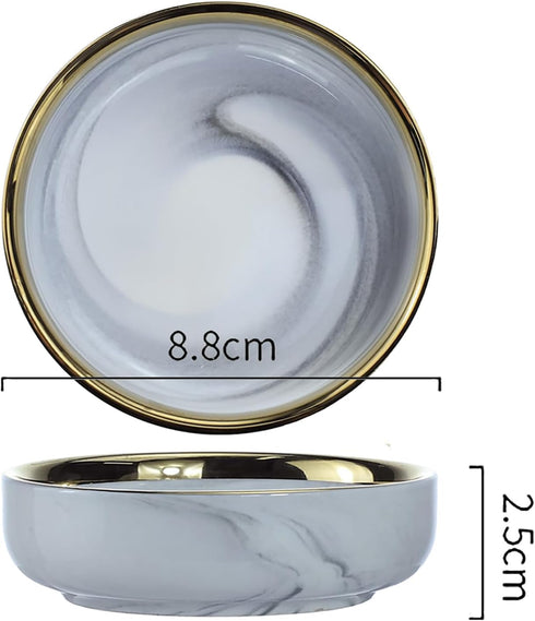 Colias Wing 3.5 Inch Elegant&Attractive Marble Pattern Stylish Design Multipurpose Porcelain Side Dish Bowl Seasoning Dishes Soy Dipping Sauce Dis...