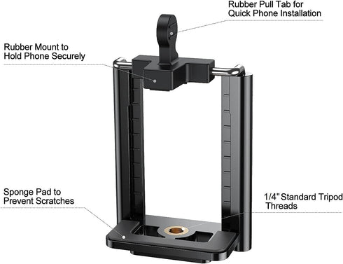 Tripod Phone Mount Holder - Adjustable Phone Holder Clip for Tripod iPhone Mount Adapter Cell Phone Clamp, Fits iPhone 15 14 13 12 Pro Max Galaxy ...
