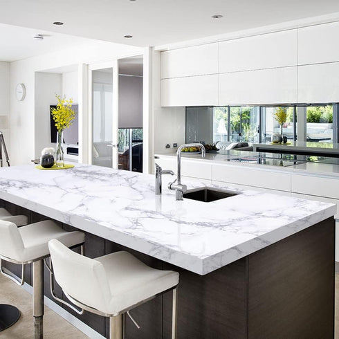 Arthome Marble Paper,17x78.7 inch Self Adhesive Wallpaper Waterproof Gloss PVC Vinyl, Oil Proof,White/Gray Granite Paper,Marble Vinyl Paper for Fu...