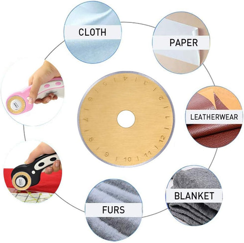 HEADLEY TOOLS Titanium Coated 45mm Rotary Cutter Blades 15 Pack Fits Olfa, Fiskars, Replacement Rotary Blade for Arts Crafts Quilting Scrapbooking...