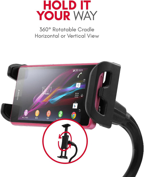 Macally Adjustable Gooseneck Tablet Holder & Phone Clip - Works with Phones & Tablets up to 8” - Flexible Phone Holder & Tablet Mount with Clip On...