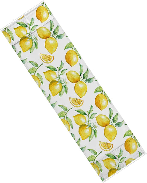 Microwave Oven Dust Cover, Yellow Lemon Watercolor Fruits Anti-Slip Refrigerator Dust Cover Washing Machine Top Cover with Storage Pockets 12" X 3...