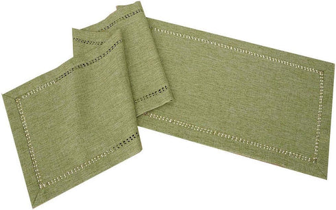 Grelucgo Handcrafted Solid Color Dining Table Runner, Double-Hemstitched (Sage Green, 14 x 72)...