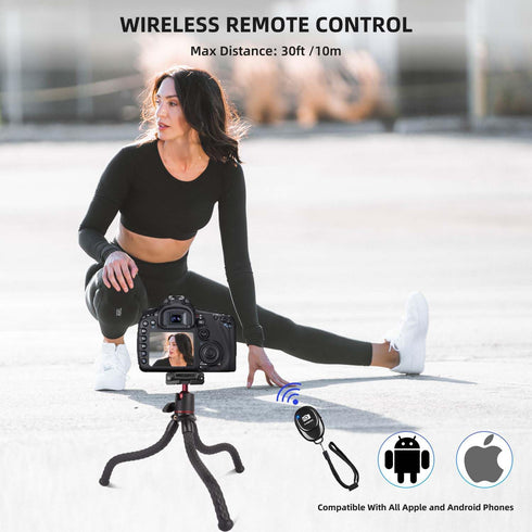 Flexible Phone Tripod for GoPro, Mini Camera Stand with Remote, 1/4'' Screw with Phone Holder&Cold Shoe, Tripod Holder for iPhone Samsung Canon Ni...