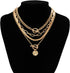 Hip Hop Layered Choker Necklace for Women Punk Vintage Coin Pendant Necklace Snake Chain Toggle Clasp Necklace...