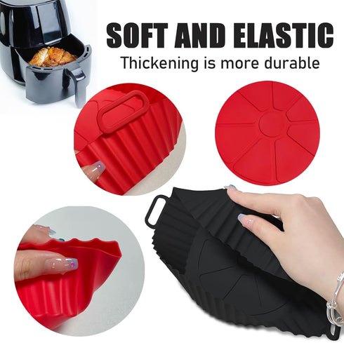 Air Fryer Silicone Pot, Air Fryer Silicone Basket Bowl, Silicone Baking Tray Pots for 3 to 5 Qt for Air fryer Oven Reusable Baking Tray Oven Acces...