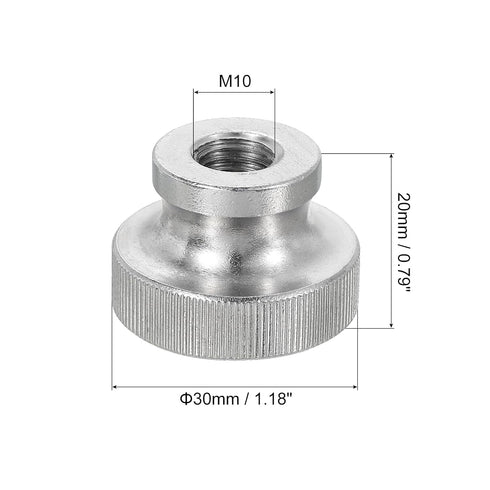 uxcell Knurled Thumb Nuts, 3Pcs M10 x D30mm x H20mm Stainless Steel Round Knobs Fasteners Through Hole Hand Screw Nut Silver for 3D Printer Parts,...