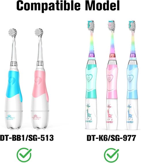 Dada-Tech Kids Electric Toothbrush Replacement Heads for DT-BB1, DT-K6, SG-513, SG-977- Pack of 4 (Large Age 3+)...