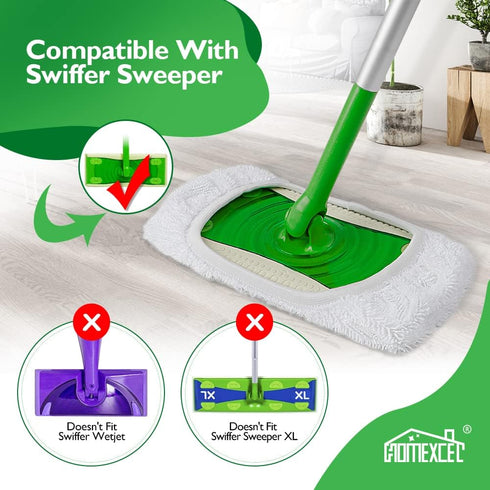 HOMEXCEL Reusable Microfiber Mop Pads Compatible with Swiffer Sweeper-Washable Wet Pad Refills for Wet & Dry Use,Floor Cleaning Mop Head Pads Refi...