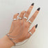 IFKM Vintage Silver Chain Finger Rings Bracelet, Gothic Punk Emo Cross Cool Simple Rings, Adjustable Statement Stackable Rings For Boy Wen Women...