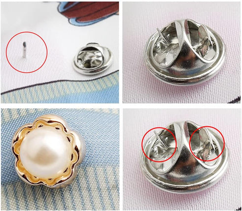 20Pcs Women Shirt Brooch Buttons Pearl No Sew Button Pins Safety Rhinestones Mini Brooch Pins Cover up Button(Rhinestone and pearl buttons)...