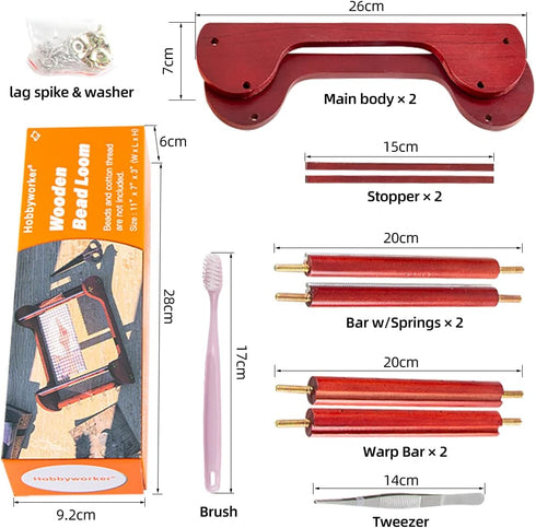 hobbyworker The Wooden Bead Loom Kit with Tweezer and 3 Bags Seed Beads for Jewelry Making Tool,Make Bracelets Necklaces Keychains and Belts...