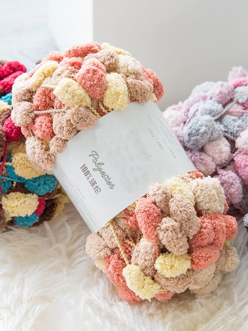 3 Rolls Pomp-A-Doodle Yarn,100% Polyester Jelly Bean POM-POM Ball Yarn for Crochet Knitting Handcraft Mat Pet Nest 450g (Sunny Day)...