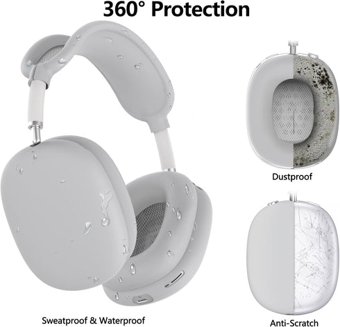 Silicone Case Cover for AirPods Max, Ear Pad Case Cover/Ear Cups Cover/Headband Cover for AirPods Max Headphones, Anti-Scratch Accessories Soft Si...