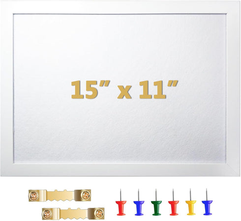 White Cork Board Bulletin Board, Pin Board Wood Framed Display with Felt, Cork Boards for Walls, Jewelry, Notes, Photos, Home, Kitchen, Office, Sc...