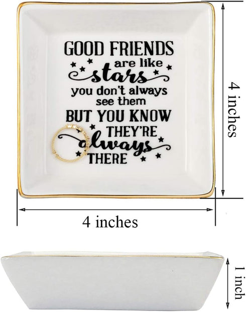 JoycuFF Friendship Gifts for Women Gifts for Women Birthday Christmas Friends Trinket Tray Decorative Ring Dish Jewelry Tray Home Decor...