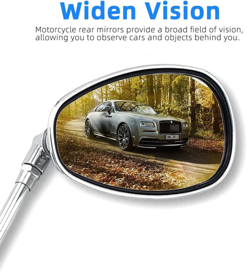 Motorcycle Mirrors Universal 8mm 10mm Chrome Rear View Side Mirror Handle Bar Bar End Motorcycle Mirrors Fit For Most Motorbikes...