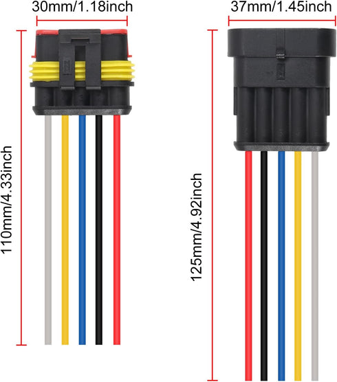 5Pair 5Pin Connector Waterproof Electrical 5 Pin Plug Auto Electrical Wire Connectors Quick Disconnect Automotive Wire Connectors Marine for Car, ...