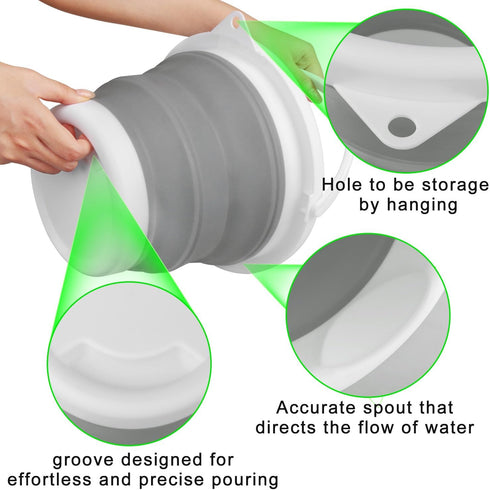Collapsible Mop Bucket and Ice Bucket-5L(1.3 Gallon) Household Cleaning Silicone Dust Mops Bucket with no Wringer Set,Portable Bathroom Cleaning S...