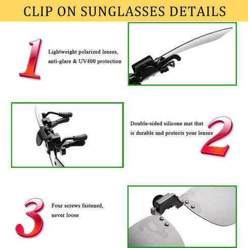 Polarized Clip-on Sunglasses Anti-Glare Driving Glasses for Prescription Glasses...