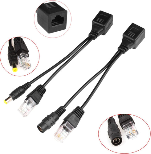 Passive PoE Injector 6 Pairs PoE Splitter Kit Passive PoE Injector and PoE Splitter Kit with 5.5x2.1 mm DC Connector RJ45 Power Over Ethernet...