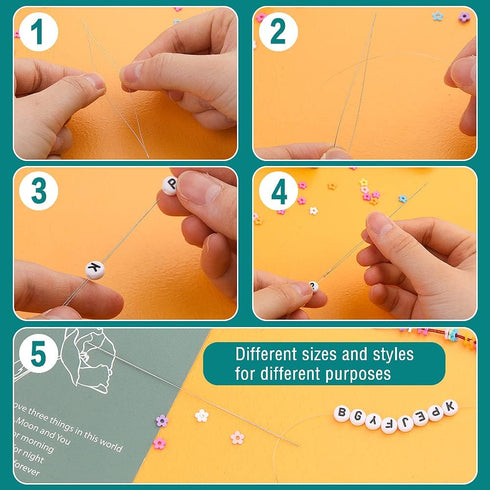 UOOU 28 Pcs Beading Needles Set Include 20 Pcs Long Straight Beading Thread Needles + 8 Pcs Big Eye Beading Needles, Embroidery Needles with Needl...