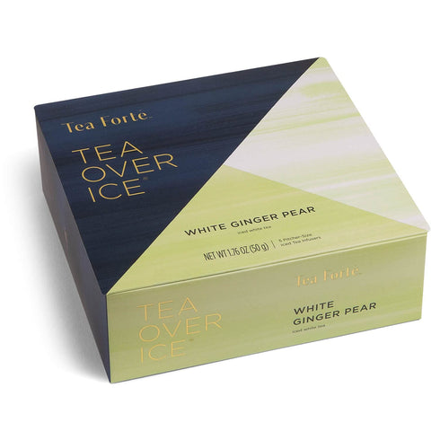 Tea Forte Tea Over Ice White Ginger Pear Premium Organic Caffeinated White Iced Tea Blend, 5 Count Individually Wrapped Handcrafted Pyramid Infuse...