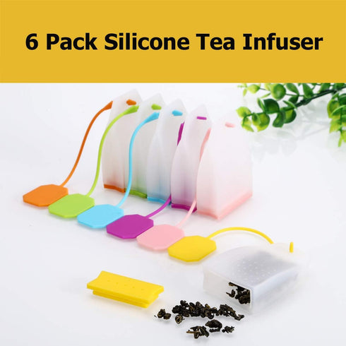 6 Pack Silicone Tea Infuser, Reusable Tea Bags Tea Strainer Filter Tea Steeper Tea Diffuser Tea Holder for Loose Leaf Tea with Spoon...