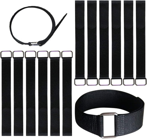 12 inch Reusable Fastening Cable Straps - Hook and Loop Fixing Straps - 12 Pack...