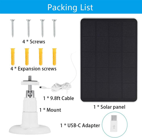 Solar Panel Compatible with WYZE Battery Cam Pro Camera, Wireless Security Camera Outdoor 4W Solar Panel with 10ft Micro USB Charging Cable Type C...