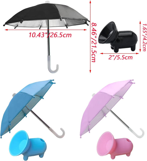 3 Pcs Phone Umbrella Cell, Phone Umbrella for Sun Shad with Suction Cup Stand, Outdoor Sun Phone Umbrella Mobile Holder for Phone with Adjustable ...