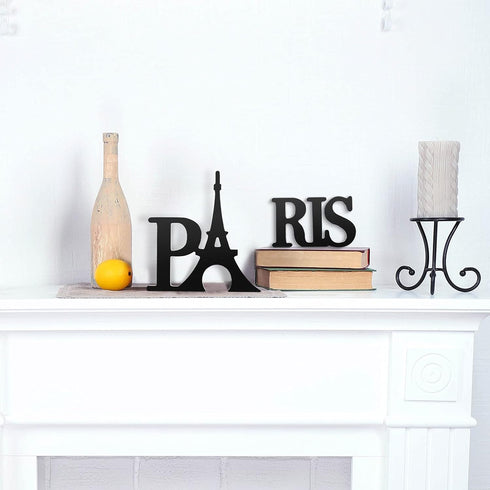 Blulu Paris Decor for Bedroom Wooden Eiffel Tower Table Decor Eiffel Tower Sign Letters for Home Living Room Office Bathroom(Black)...