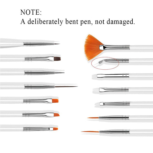 AUOCATTAIL Nail Art Design Tools 15pcs Painting Brushes Set with 5pcs 2-way Dotting Pens & A Gold-rimmed Resin Palette Nail Art Brushes Kits Nail ...