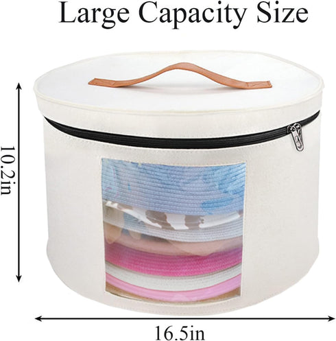 Hat Box-Hat Boxes for Women Storage Travel Felt Hat Box Large Round Hat Carrier Case Organizer Wide-Brim Cowboy Men Cowboys Caps Clothes Closet St...