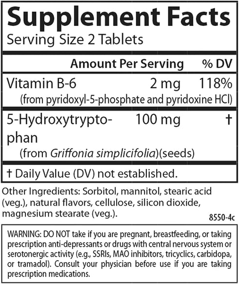 Carlson Healthy Mood 5-HTP Elite 100 mg with Vitamin B6 - Mood Support & Relaxation Supplement - Raspberry Chewable - 60 Tablets...