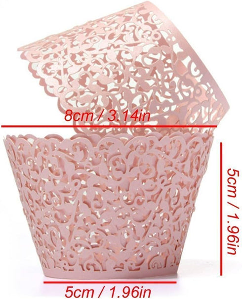 YOZATIA Vine Cupcake Wrappers, 60PCS Lace Cupcake Liners for Regular Sized Cupcake (Pink)...