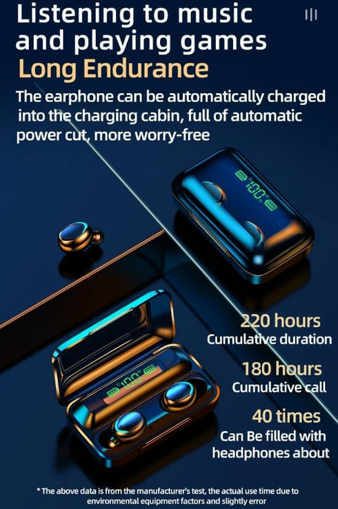 Bluetooth Wireless Headphones,TWS F9 with Noise canceling Earbuds with Mic HiFi Stereo Waterproof Sports Headset for Cell Phones and pc Sound and ...