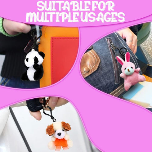 24 Pack Mini Plush Animals Toys, Small Stuffed Animal Plush Keychain Set for Goodie Bag Fillers, Easter Basket Stuffers, Easter Party Favors, Clas...