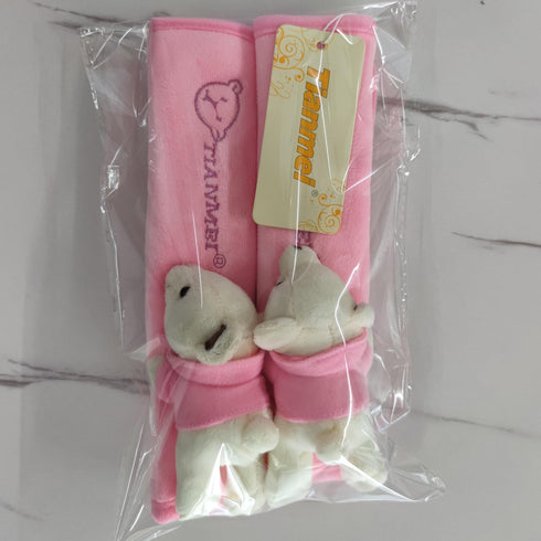 Tianmei 2Pcs Bear Doll Styling Faux Suede Car Seat Belt Strap Cover Shoulder Strap Pad (Pink Color)...