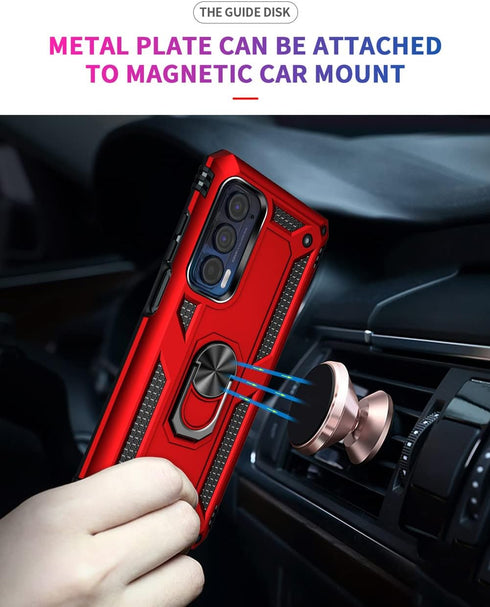 Androgate Compatible with Motorola Moto Edge 2021 Case - Moto Edge 5G UW Case with HD Screen Protectors, Military-Grade Metal Ring Kickstand, 15ft...