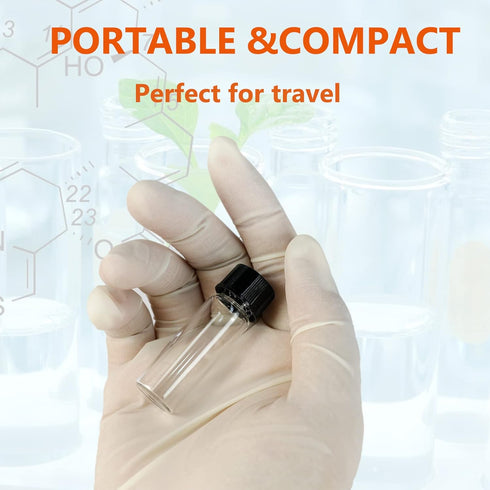 20 PCS 4 ML (1 dram) Clear Small Liquid Sample Glass Vials with Screw Caps, 15 mm Diameter x 45 mm Length Leak-Proof Vial, 13-425 Black Screw Cap ...