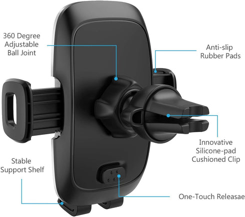 Phone Holders for Your Car, Car Air Vent Phone Mount, Car Phone Holder with Twist Lock Hook Clip for A Strong Hold to Vent, Compatible with iPhone...