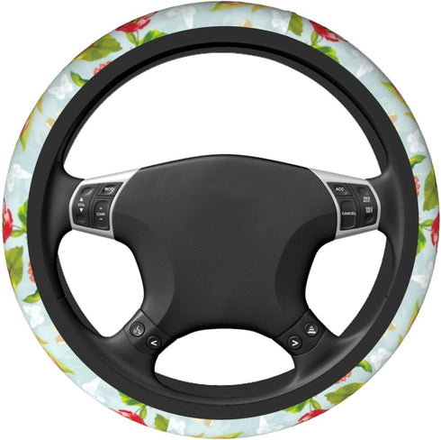 Flower Butterfly Steering Wheel Cover Women Girl Car Accessories Interior Universal 15 Inch Auto Anti-Slip Steering Wheel Protector for Truck SUV ...