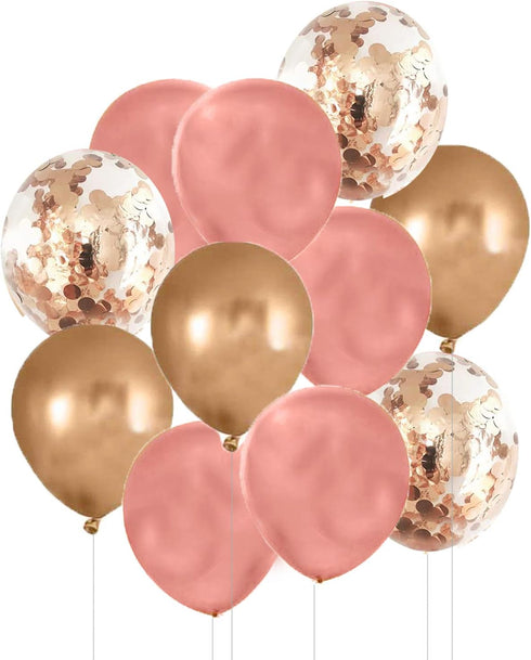 Boho Rainbow Party Decorations/Boho Balloons Birthday Balloons for Women Rose Gold Cherry Pink/Rose Gold 2025 Cherry Pink of 15pcs...